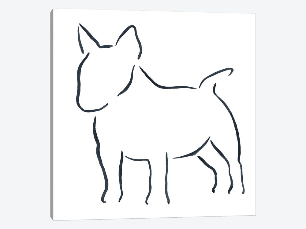 Miniature Bull Terrier by Lesley Bishop 1-piece Canvas Wall Art