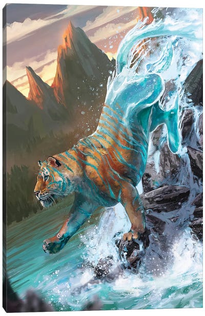 Water Tiger Canvas Art Print - Louise Goalby