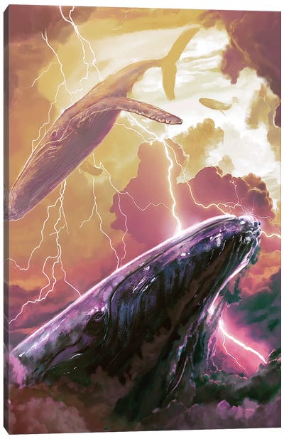 Electric Dreams Canvas Art Print - Whale Art