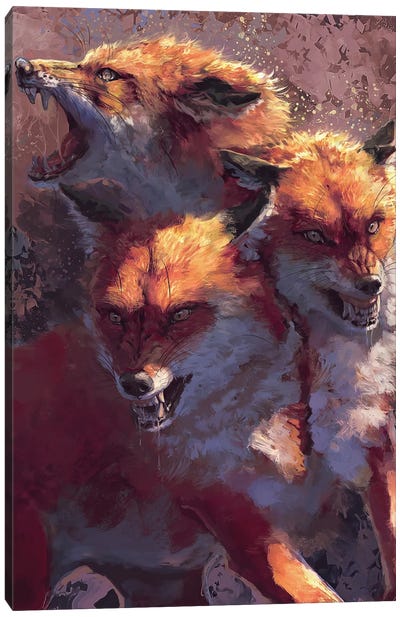Fox Cerberus Canvas Art Print - Louise Goalby