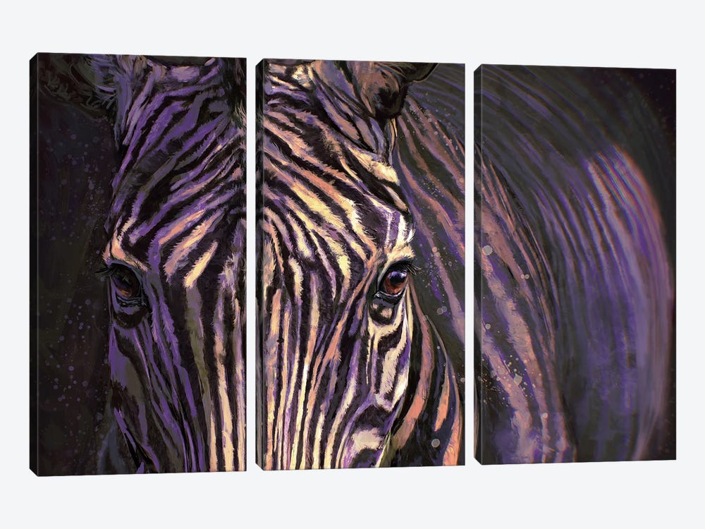 Zebra by Louise Goalby 3-piece Canvas Artwork