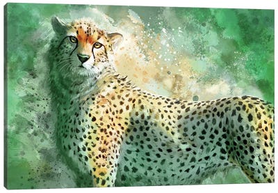 Verdant Cheetah Canvas Art Print - Louise Goalby