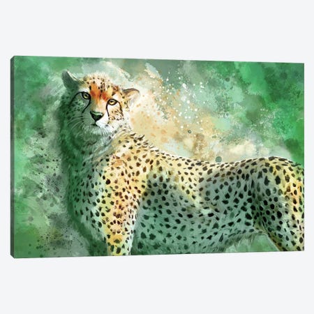 Verdant Cheetah Canvas Print #LSG16} by Louise Goalby Canvas Art