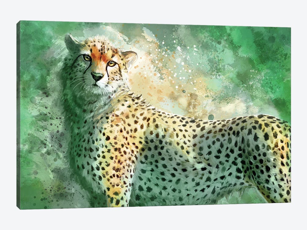 Verdant Cheetah by Louise Goalby 1-piece Canvas Artwork