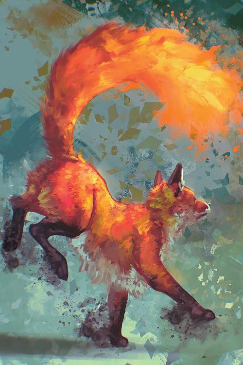FANTASY RED FOX ART fox abstract art fox related gifts art of fox the fox  painting