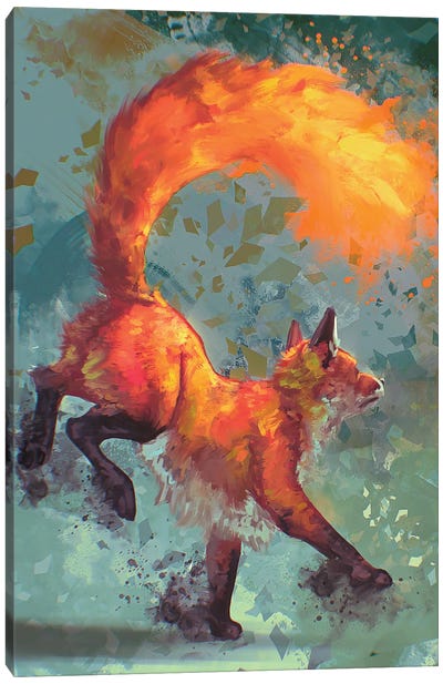 Fire Fox Canvas Art Print - Fire & Ice