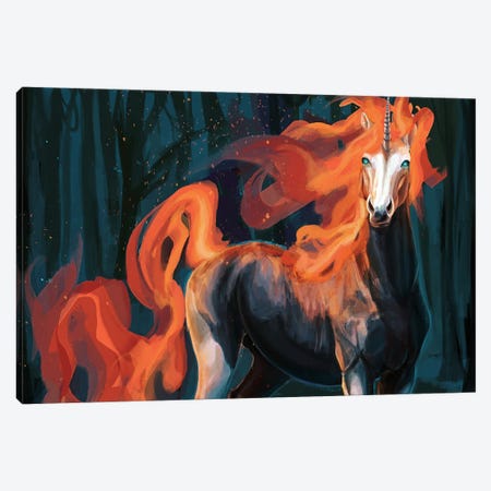 Fire Unicorn Canvas Print #LSG28} by Louise Goalby Canvas Art