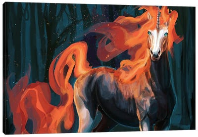 Fire Unicorn Canvas Art Print - Louise Goalby