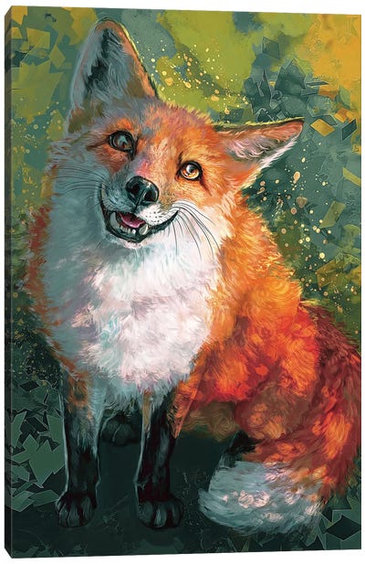 Happy Fox Canvas Art Print - Louise Goalby