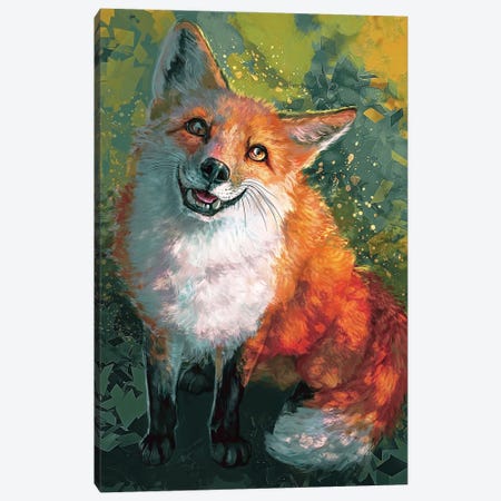Happy Fox Canvas Print #LSG30} by Louise Goalby Canvas Art Print