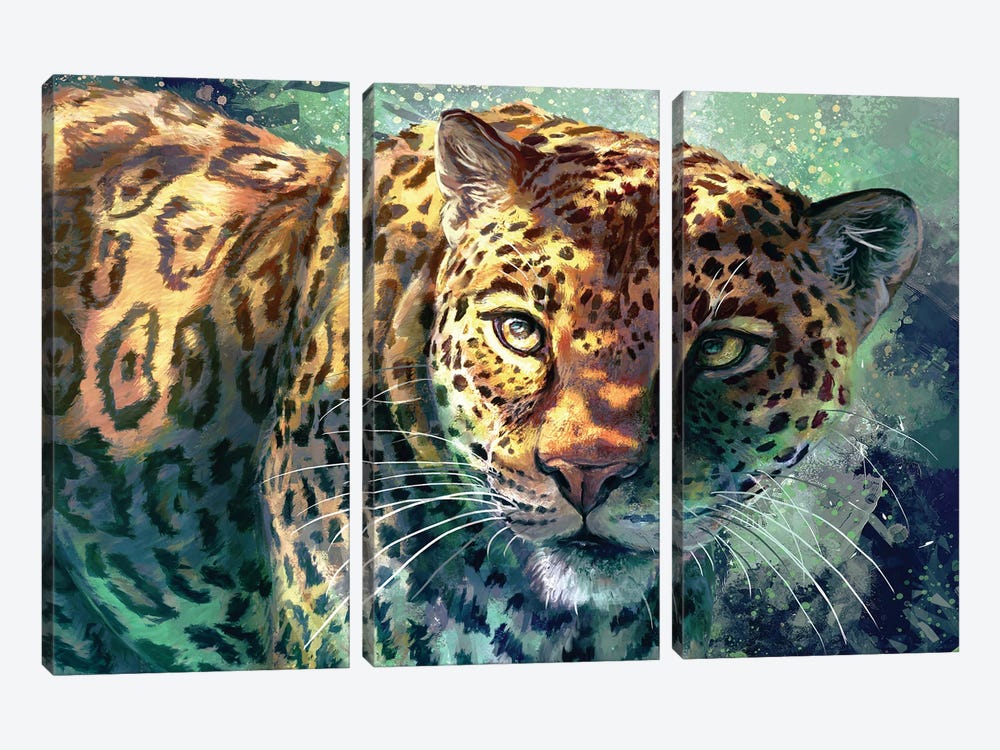 Jungle Cat by Louise Goalby 3-piece Art Print