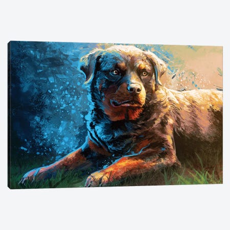 Rottweiller Canvas Print #LSG49} by Louise Goalby Canvas Artwork