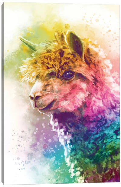 Rainbow Llama Canvas Art Print - Louise Goalby