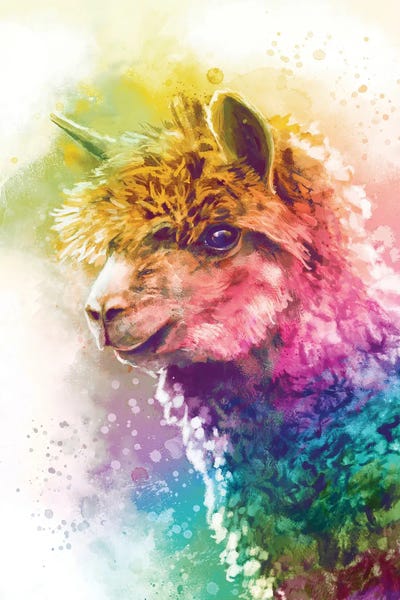 Llamas & Alpacas: Rainbow Llama by Louise Goalby