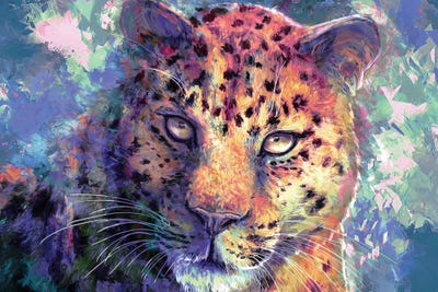 Purple Leopard by Louise Goalby art print