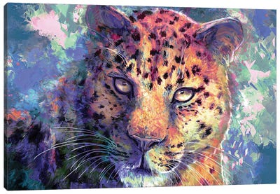 Purple Leopard Canvas Art Print - Louise Goalby