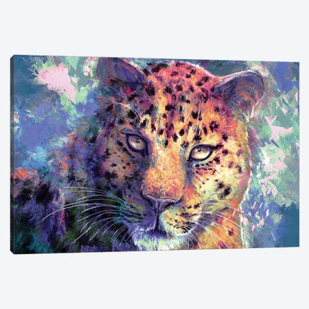 Purple Leopard Canvas Print #LSG55} by Louise Goalby Canvas Wall Art