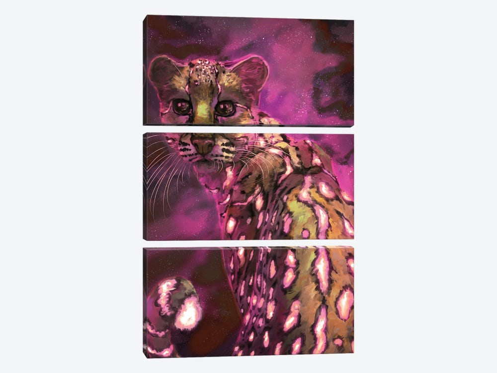 Margay Cat by Louise Goalby 3-piece Canvas Artwork