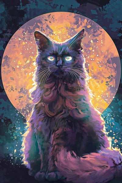 Moonlight Cat by Louise Goalby framed canvas print