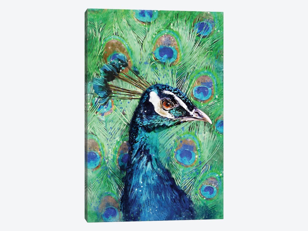 Peacock by Louise Goalby 1-piece Canvas Art