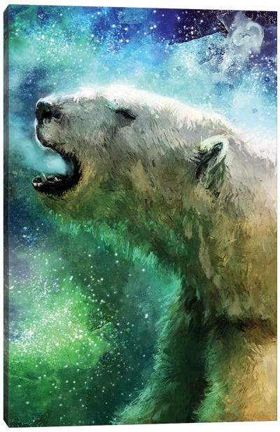 Aurora Canvas Art Print - Polar Bear Art