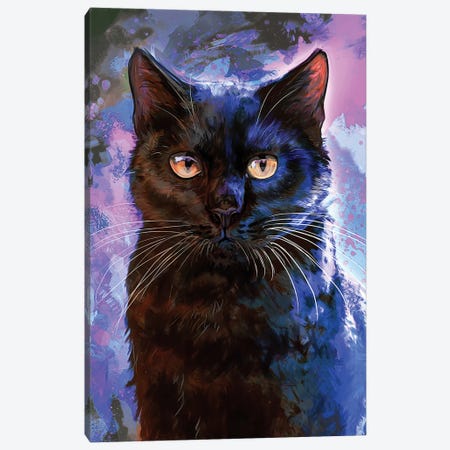 Black Cat Canvas Print #LSG6} by Louise Goalby Canvas Artwork