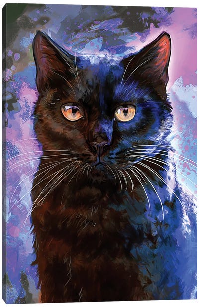 Black Cat Canvas Art Print - Louise Goalby