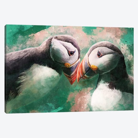 Puffins Canvas Print #LSG70} by Louise Goalby Art Print