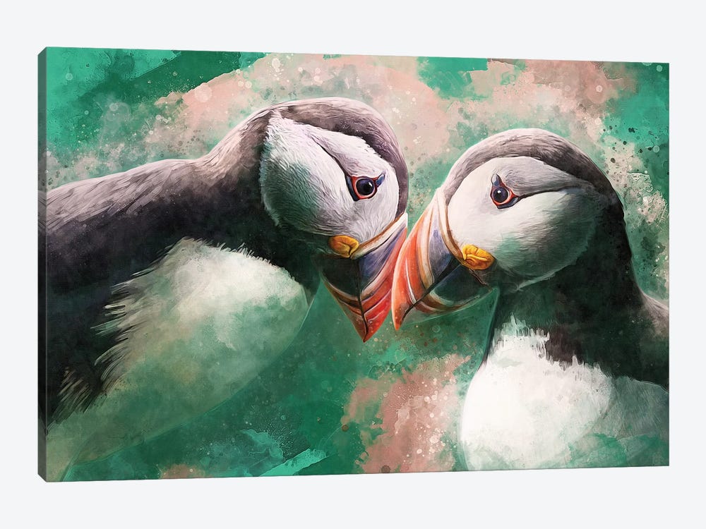 Puffins by Louise Goalby 1-piece Canvas Wall Art