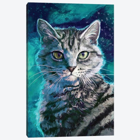Silver Tabby Canvas Print #LSG82} by Louise Goalby Canvas Wall Art