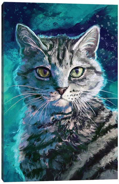 Silver Tabby Canvas Art Print - Tabby Cat Art