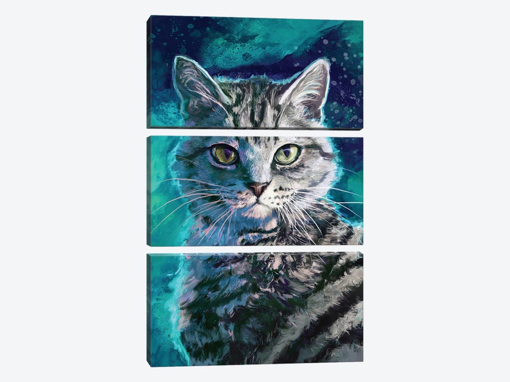 Silver Tabby by Louise Goalby 3-piece Canvas Print