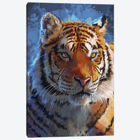 Blue Tiger Canvas Print #LSG89} by Louise Goalby Canvas Wall Art