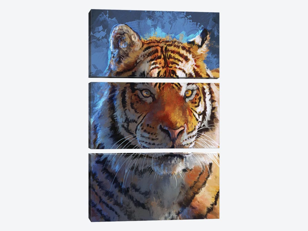 Blue Tiger by Louise Goalby 3-piece Canvas Art