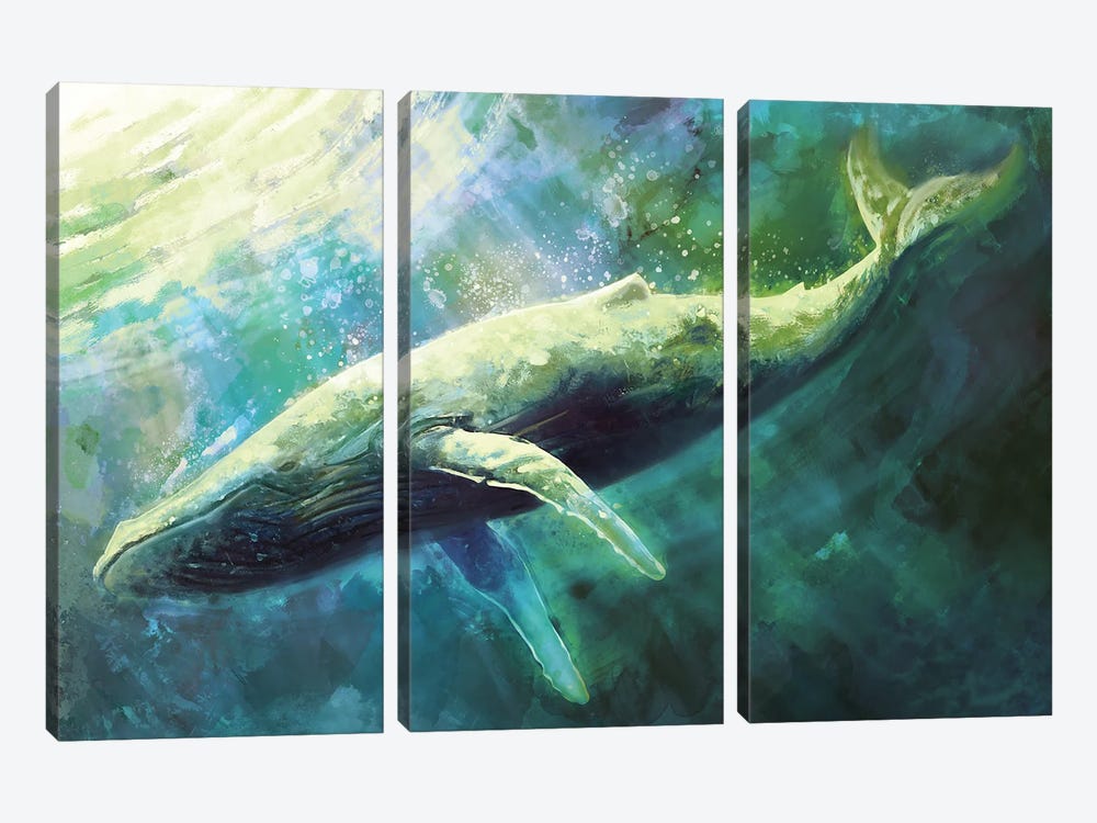 Blue Whale by Louise Goalby 3-piece Canvas Artwork