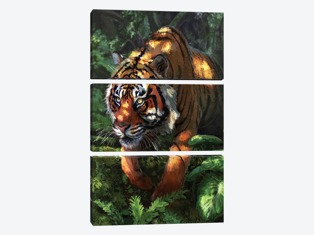 Prowling Tiger by Louise Goalby 3-piece Canvas Art