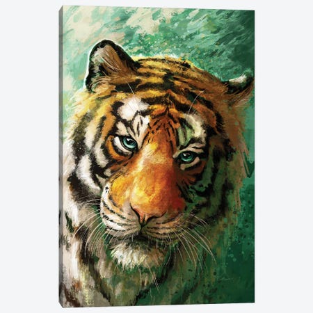 Jade Tiger Canvas Print #LSG94} by Louise Goalby Canvas Wall Art