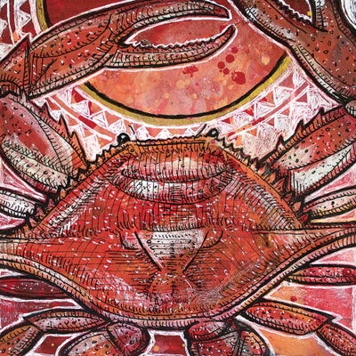 A Little Crabby by Lynnette Shelley metal wall art