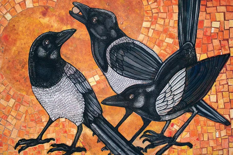 Three Magpies by Lynnette Shelley wall art