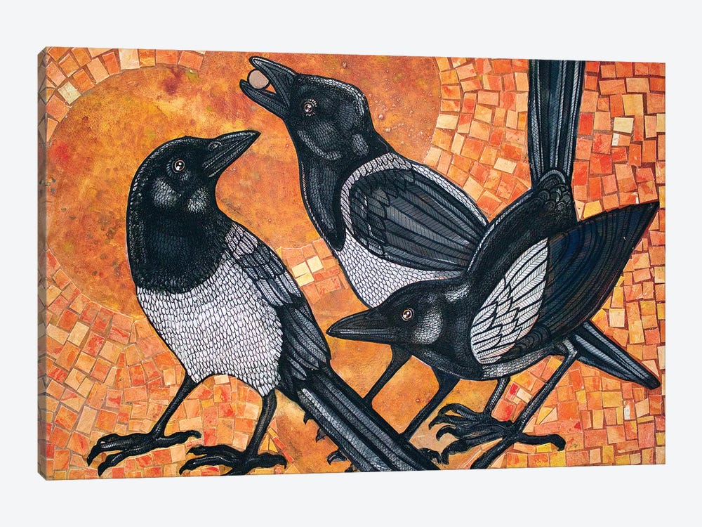 Three Magpies by Lynnette Shelley 1-piece Canvas Art