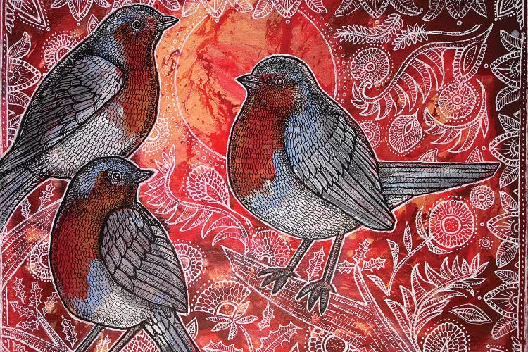 Three Robins by Lynnette Shelley wall art