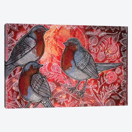 Three Robins Canvas Print #LSH107} by Lynnette Shelley Canvas Print