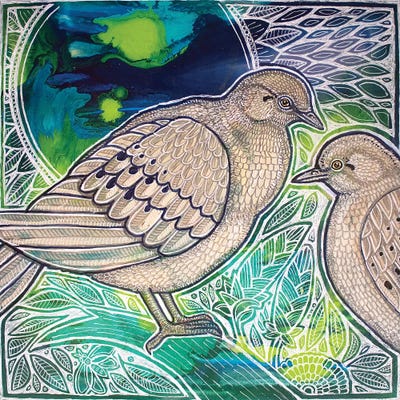 Two Mourning Doves by Lynnette Shelley metal wall art