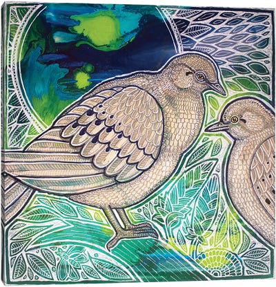 Two Mourning Doves Canvas Art Print - Dove & Pigeon Art