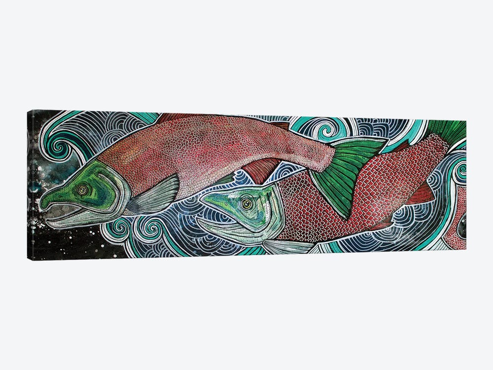 Upstream - Sockeye Or Swim  by Lynnette Shelley 1-piece Canvas Wall Art