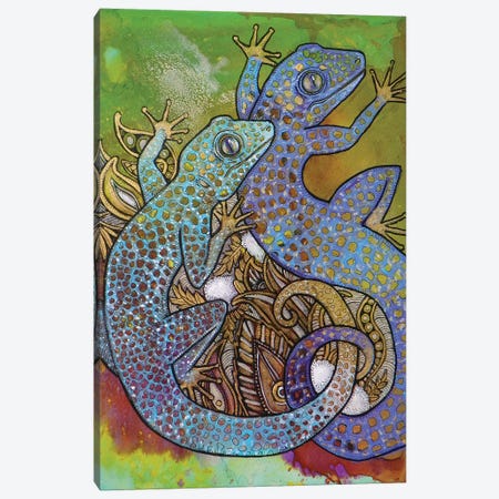 Blue Geckos Canvas Print #LSH13} by Lynnette Shelley Canvas Art
