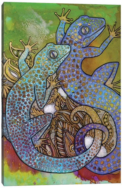 Blue Geckos Canvas Art Print - Lynnette Shelley