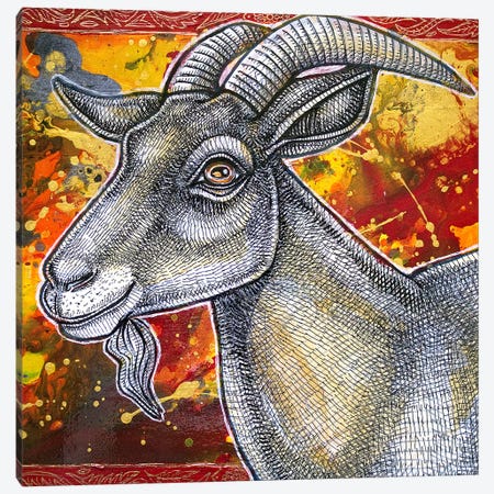 The Happy Goat Canvas Print #LSH145} by Lynnette Shelley Canvas Art Print