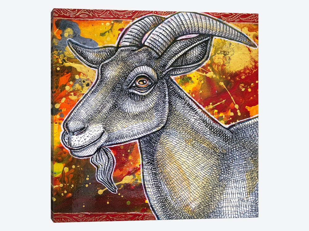 The Happy Goat by Lynnette Shelley 1-piece Canvas Print