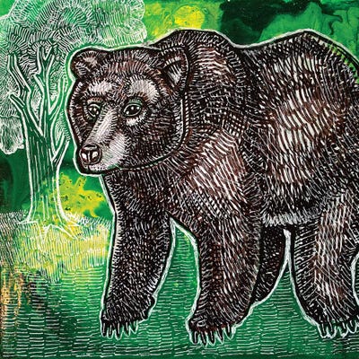 Brown Bear by Lynnette Shelley framed canvas print